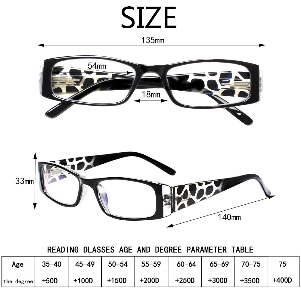 Reading Glasses Ladies Quality Fashion Rectangular Frame with Comfort Spring Hinge Reader Eyeglasses for Women 2.0 3.0 4.0 5.0