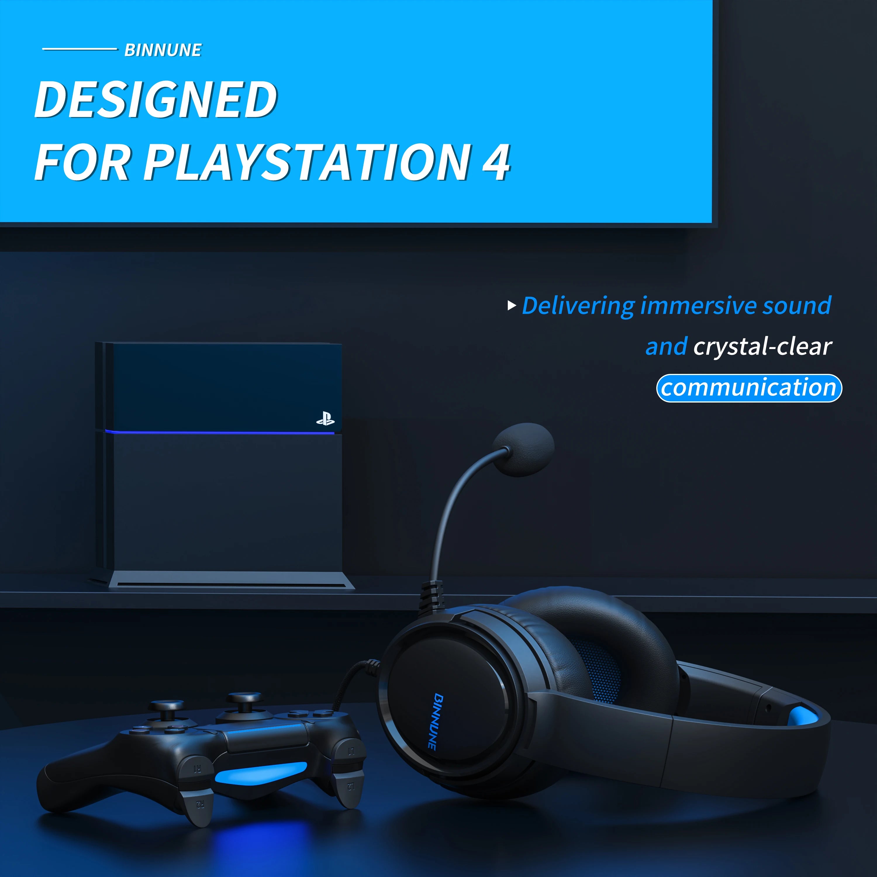 BINNUNE BG02 Headsets Gamer for PS4 PS5 Xbox Series X|S Xbox One PC Switch Wired Gaming Headphones for Playstation 5 Xbox 1