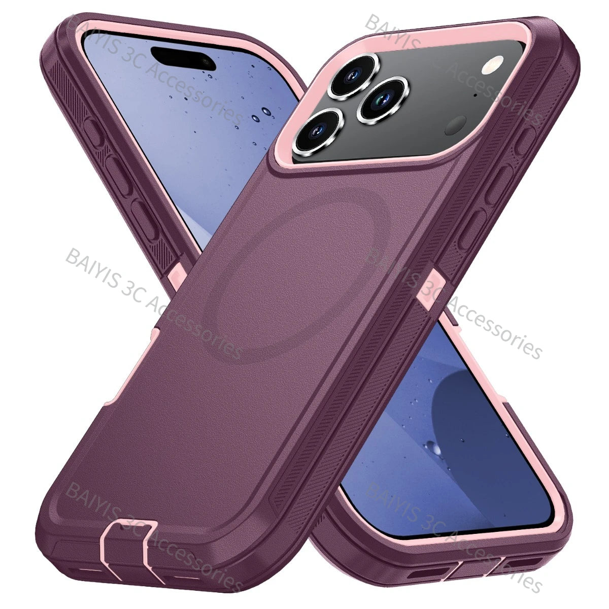 Heavy Duty Hybrid Defender 3-Layer Phone Case for iPhone 13 14 17 18 Pro Max 16 15 Plus Air for Magsafe Rugged Armor Cover Funda