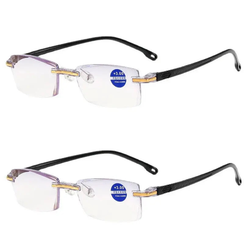 1Pcs Rimless Reading Glasses For Men Women Retro Square Ultralight Anti Blue Light Eyewear Presbyopia Optical Eyeglasses