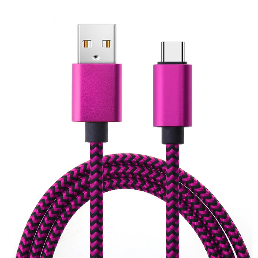 3M USB A To Type C Cable Date Sync Line 3A Mobile Phone Fast Charger Cable Braided Wire Charger Cable For Xiaomi Huawei Android