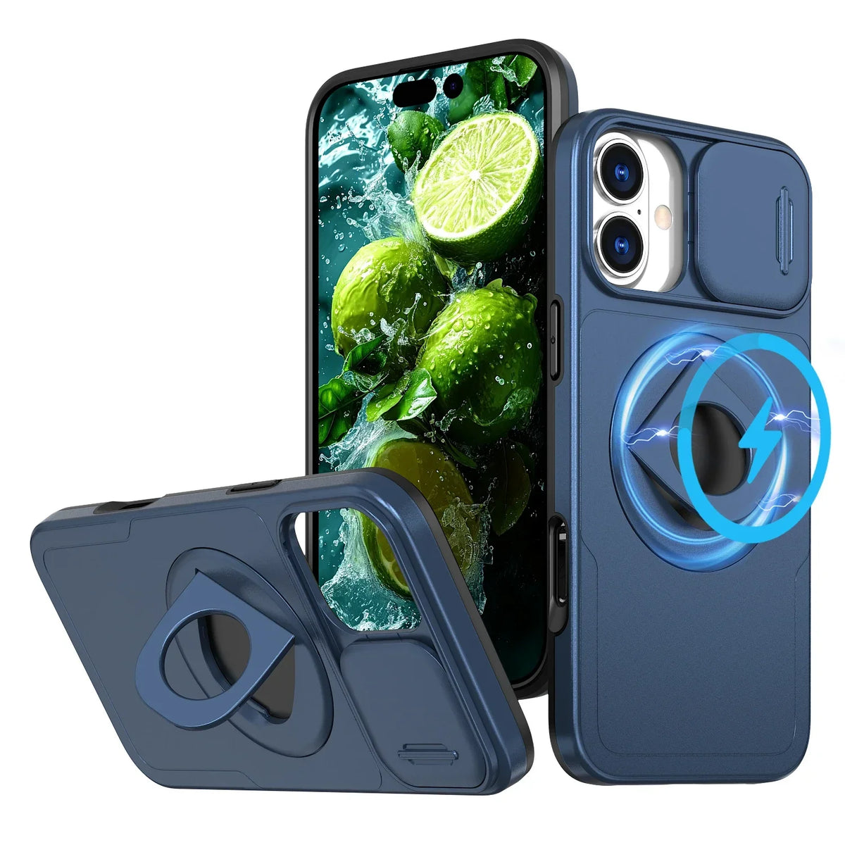 Shockproof Heavy Duty Armor 2N1 Phone Case for IPhone 16 Pro Max 15 14 13 Magnetic 360° Ring Holder Stand Bumper Otter Cover Box