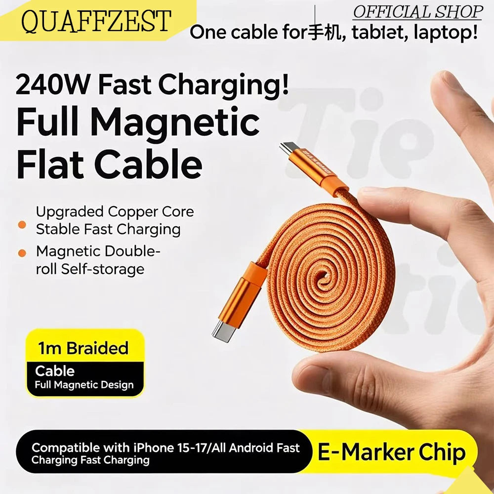 Magnetic 240W Fast Charger Cable USB C To C for Phone