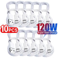 10Pcs 120W USB C Phone Cable For iPhone 16 15 17 Pro Max Plus Fast Charging Type-C Charge Braided Cables USB to Type C Data Line