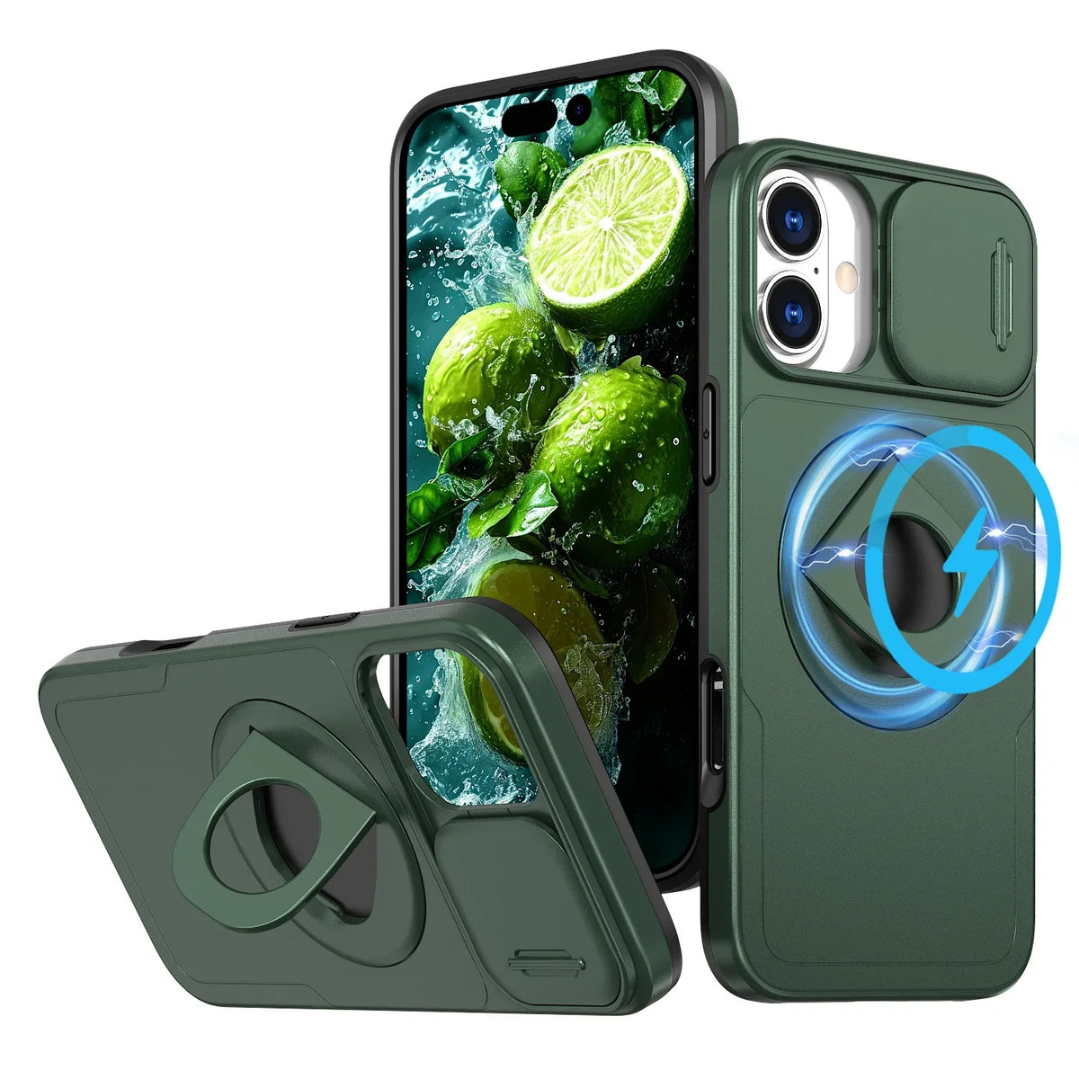 Shockproof Heavy Duty Armor 2N1 Phone Case for IPhone 16 Pro Max 15 14 13 Magnetic 360° Ring Holder Stand Bumper Otter Cover Box