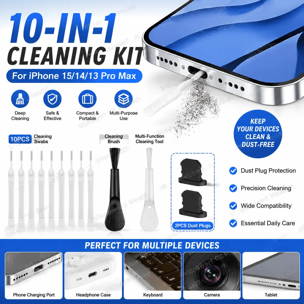 Mobile Phone Charging Port Dust Plug Removal Cleaner Kit for iPhone 15 14 13 Pro Max Computer Keyboard Dustproof Cleaning Brush