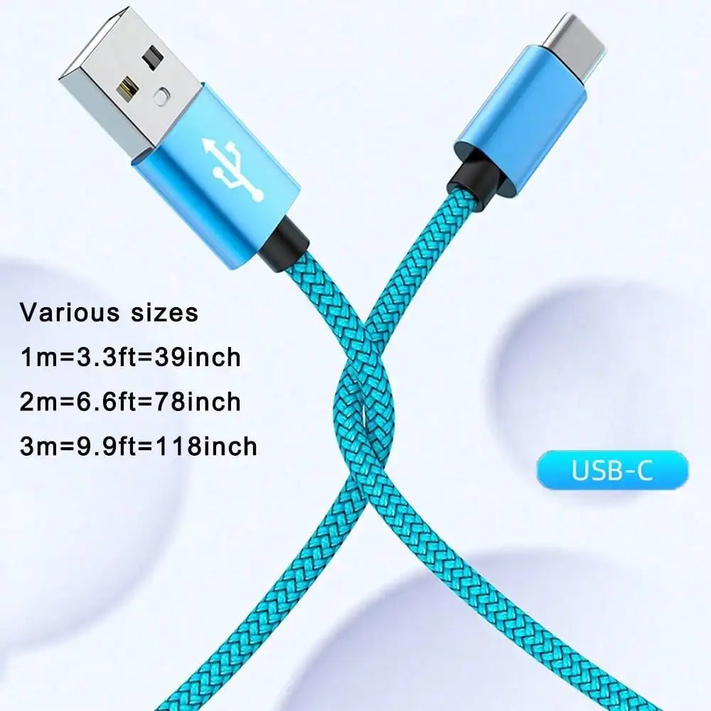 Fast Charging USB Type-C Cable, Nylon Braided,60W USB-A To USB-C Android Charging Cord
