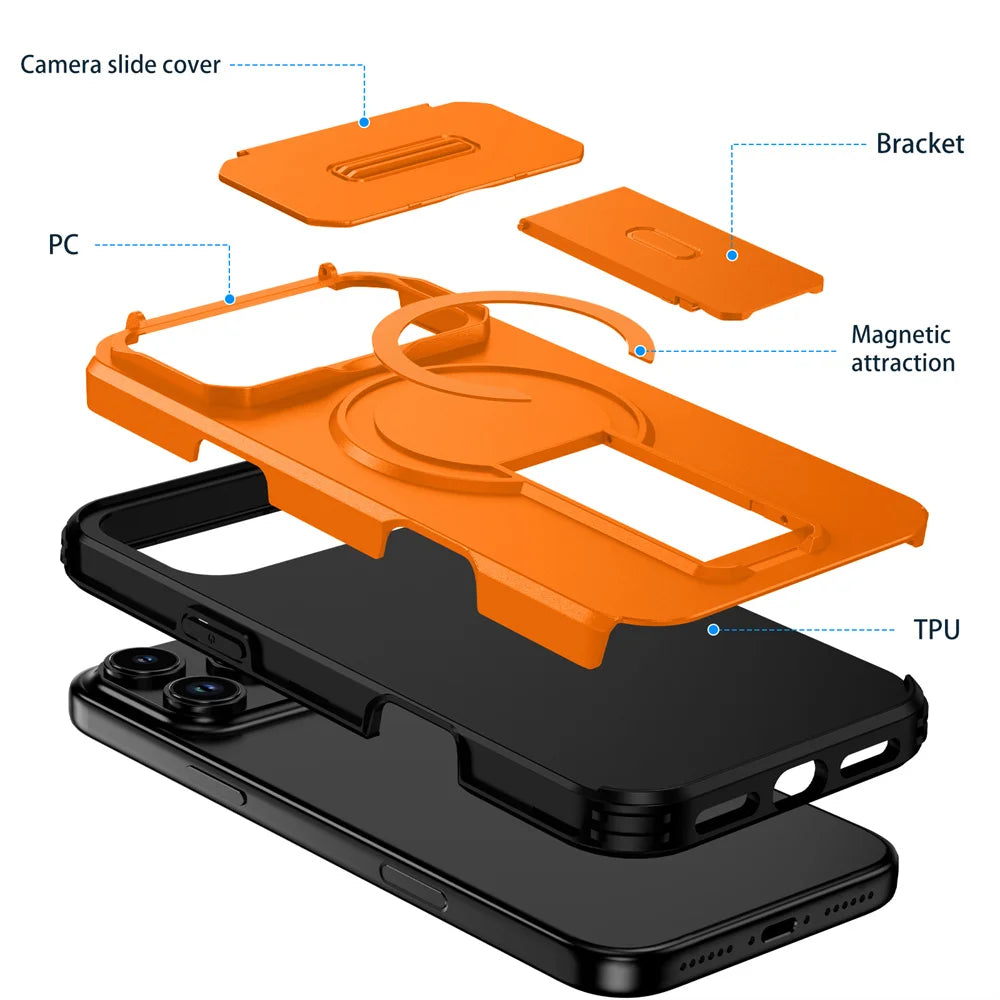 Shockproof Foldable Magnetic Stand Phone Case For iPhone 18 17 16 15 14 13 12 11 Pro Max Air 16E Full Body Lens Protection Cover