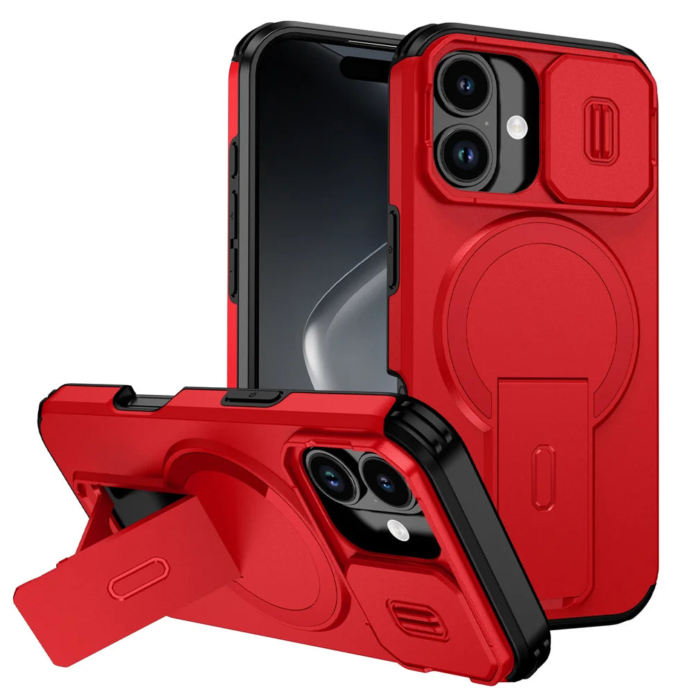 Shockproof Foldable Magnetic Stand Phone Case For iPhone 18 17 16 15 14 13 12 11 Pro Max Air 16E Full Body Lens Protection Cover