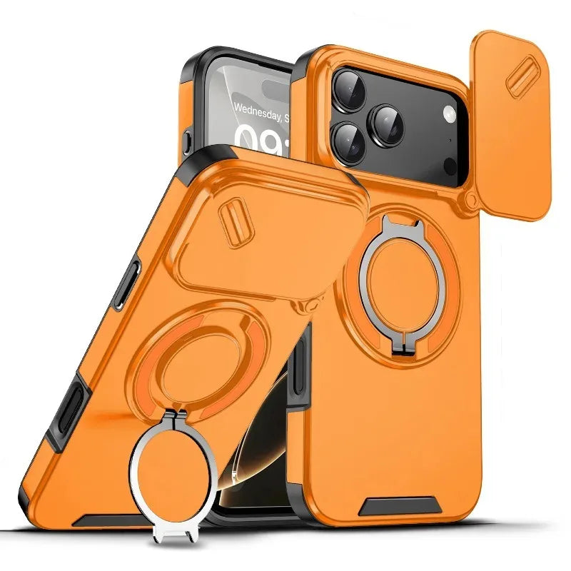 Heavy Duty Rugged Armor Magnetic Bracket Phone Case For iPhone 17 Pro Max 17 Air  17Pro Slide Camera Protection shockproof Cover