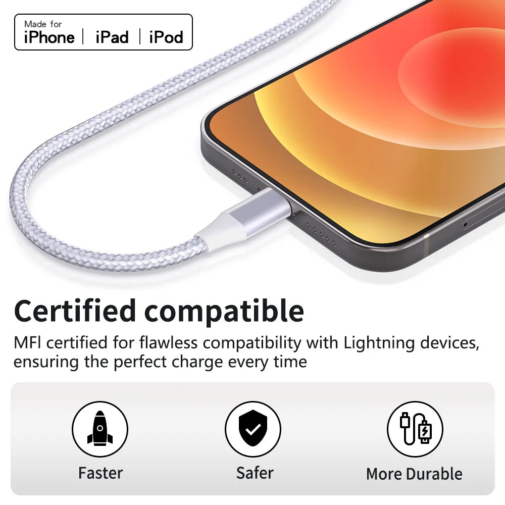 5Packs USB To Lightning Cable For IPhone14 13 12 11 Pro Max X XS XR 12W Fast Charging Cable Data Wire Cord USB C Cable For iPhon