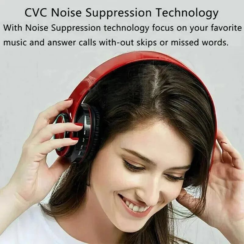 Bluetooth Headphones RGB Lighting Noise Cancellation Foldable Headsets Over Ear Stereo HIFI Sports Headset TF Music Player B39