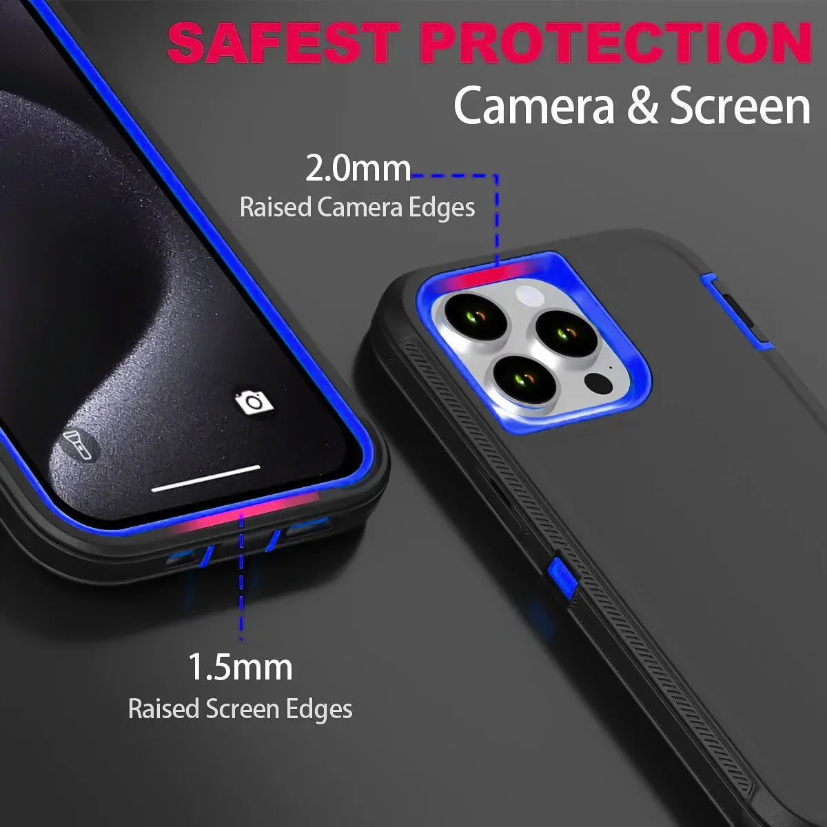3-in-1 Heavy Duty Shockproof Armor Box Phone Cases for IPhone 18 17 Pro Max Air 16 E 15 14 Plus Dustproof Hard PC+TPU Back Cover