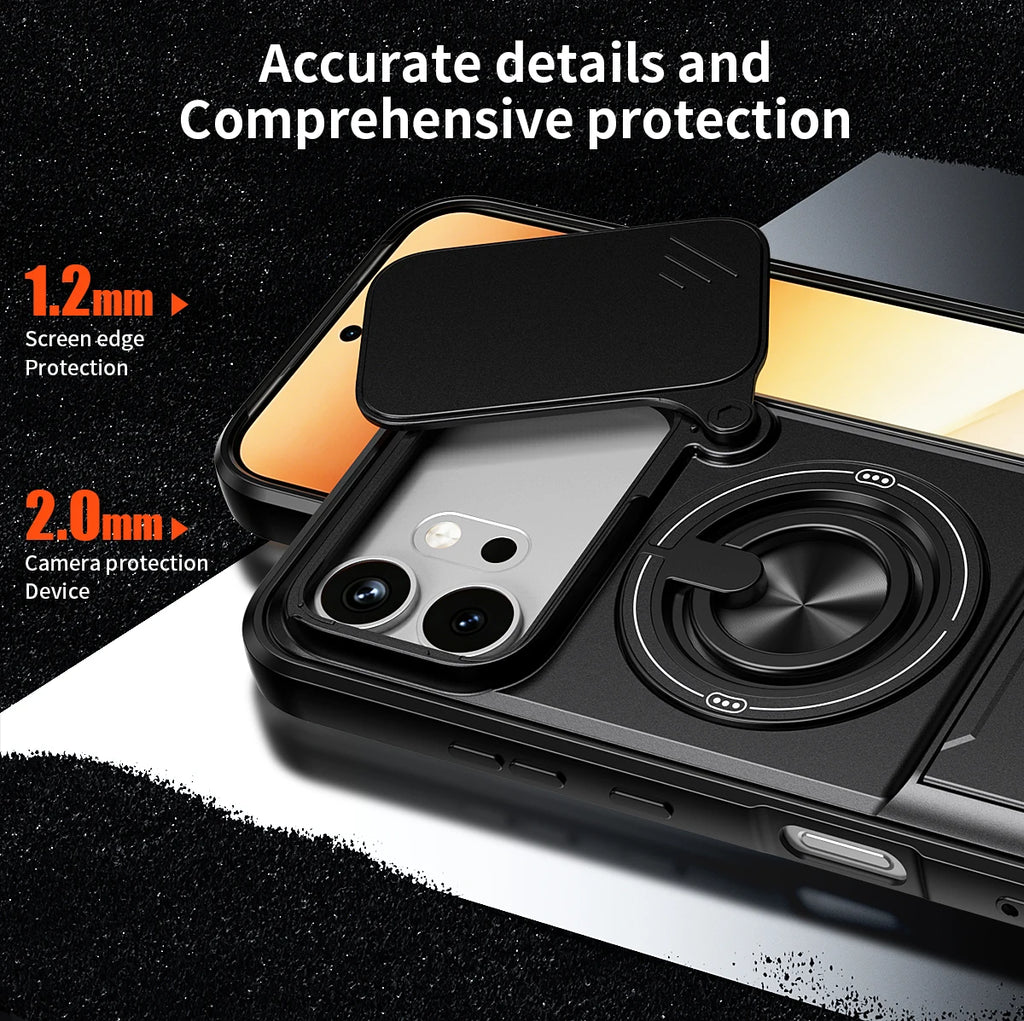 For Honor 600/Honor 600 Pro Armored hard shell 360°rotating magnetic ring holder phone case protective cover