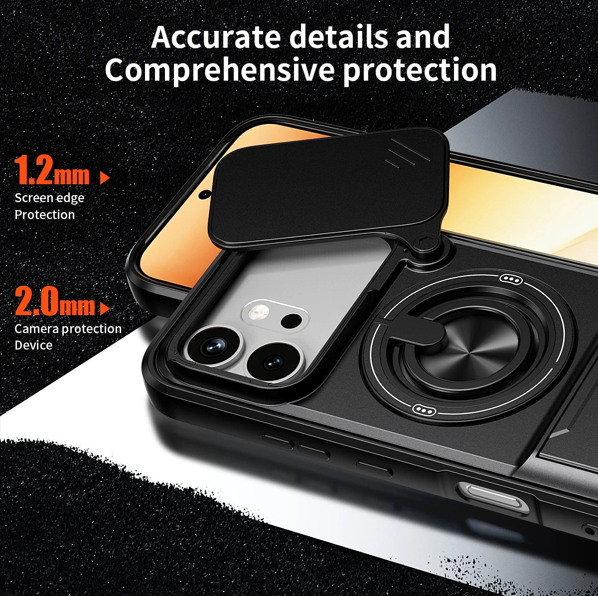 For Honor 600/Honor 600 Pro Armored hard shell 360°rotating magnetic ring holder phone case protective cover