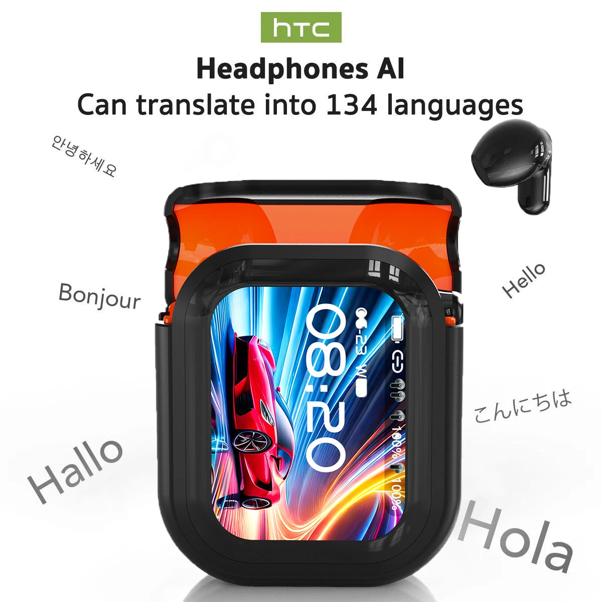 HTC NE20 Original Wireless Bluetooth Earphone In Ear AI Translate Earbud LED  Touchscreen HIFI Sound Noise Reduction Headset
