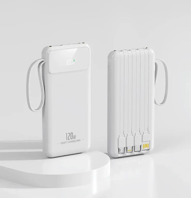 Power Bank 20000mAh 5V Portable Charger with Built-in Charging Cable for Universal Devices Travel Emergency Backup