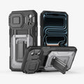 Heavy Duty Armor Case For IPhone17 16 15 14 13 Pro Max  Air Sliding Camera Cover Card Slot Wallet Kickstand Shockproof Bumper