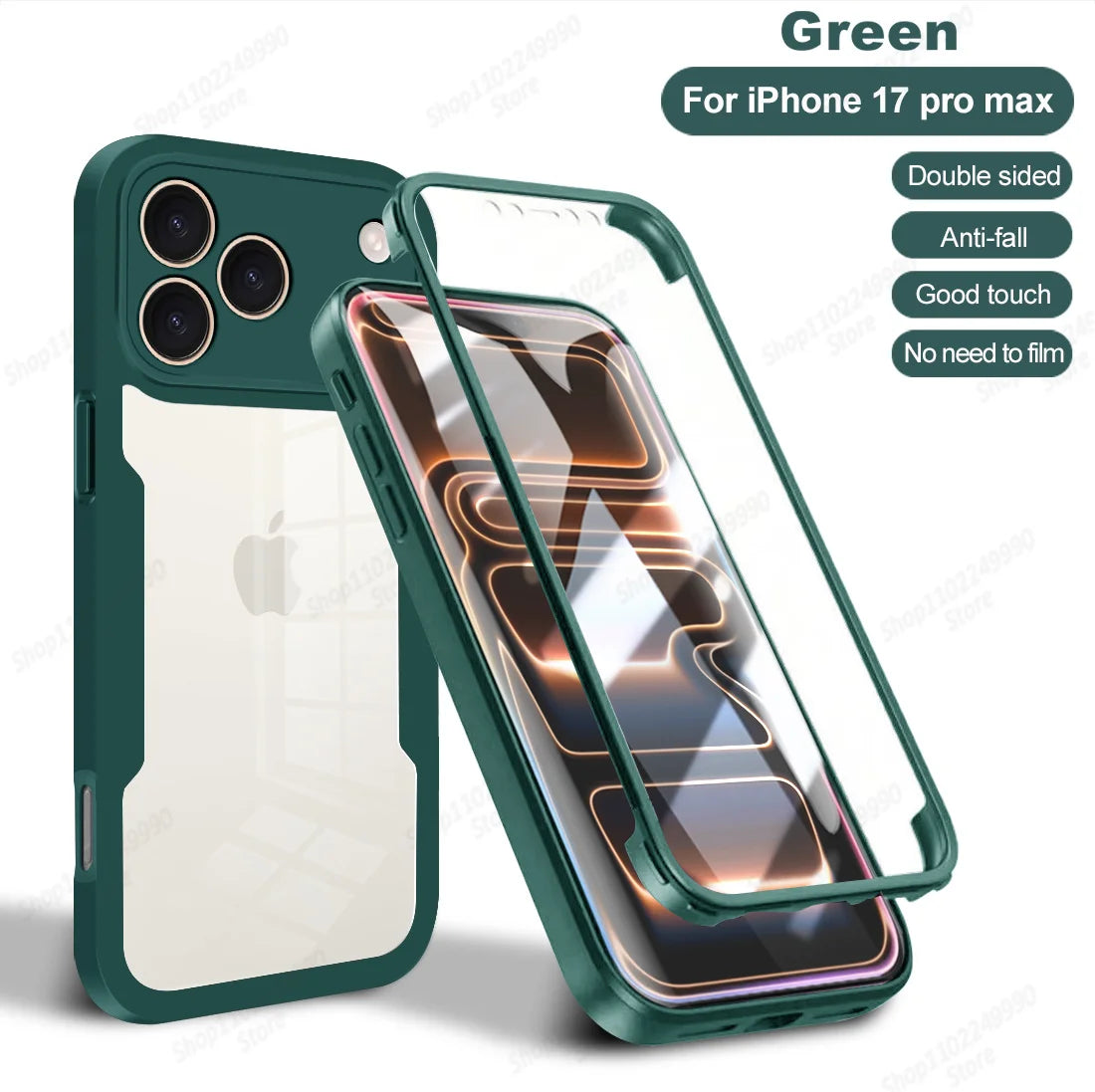 360 Full Cover Case For iPhone 17 Pro Max Air Capa For iPhone 18 Pro Max 14 15 Plus 16E 13 12 Mini Screen Protection Phone Cover