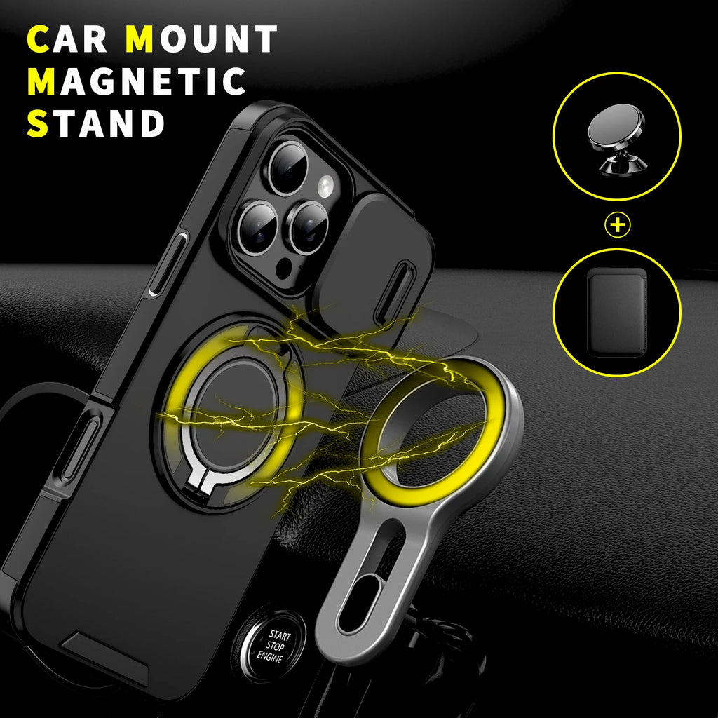 Shockproof Armor Case Cover For iPhone 18 17 16 15 14 13 12 11Pro Max 16Pro IPhone16 Stand Holder Surpport Car Mount Adsorption