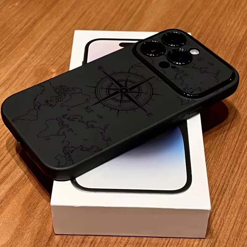 Creative Compass Phone Case For iPhone 17 16 15 11 12 14 13 Pro Max Mini XS X XR 7 Plus 17E Air Shockproof Silicone Cover Fundas