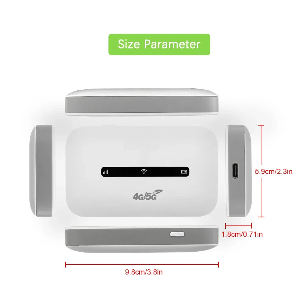 4G LTE Wireless Internet Router 3000mAh 150Mbps Modem Router Support 8 To 10 Users with SIM Card Slot for Home Office Car Travel