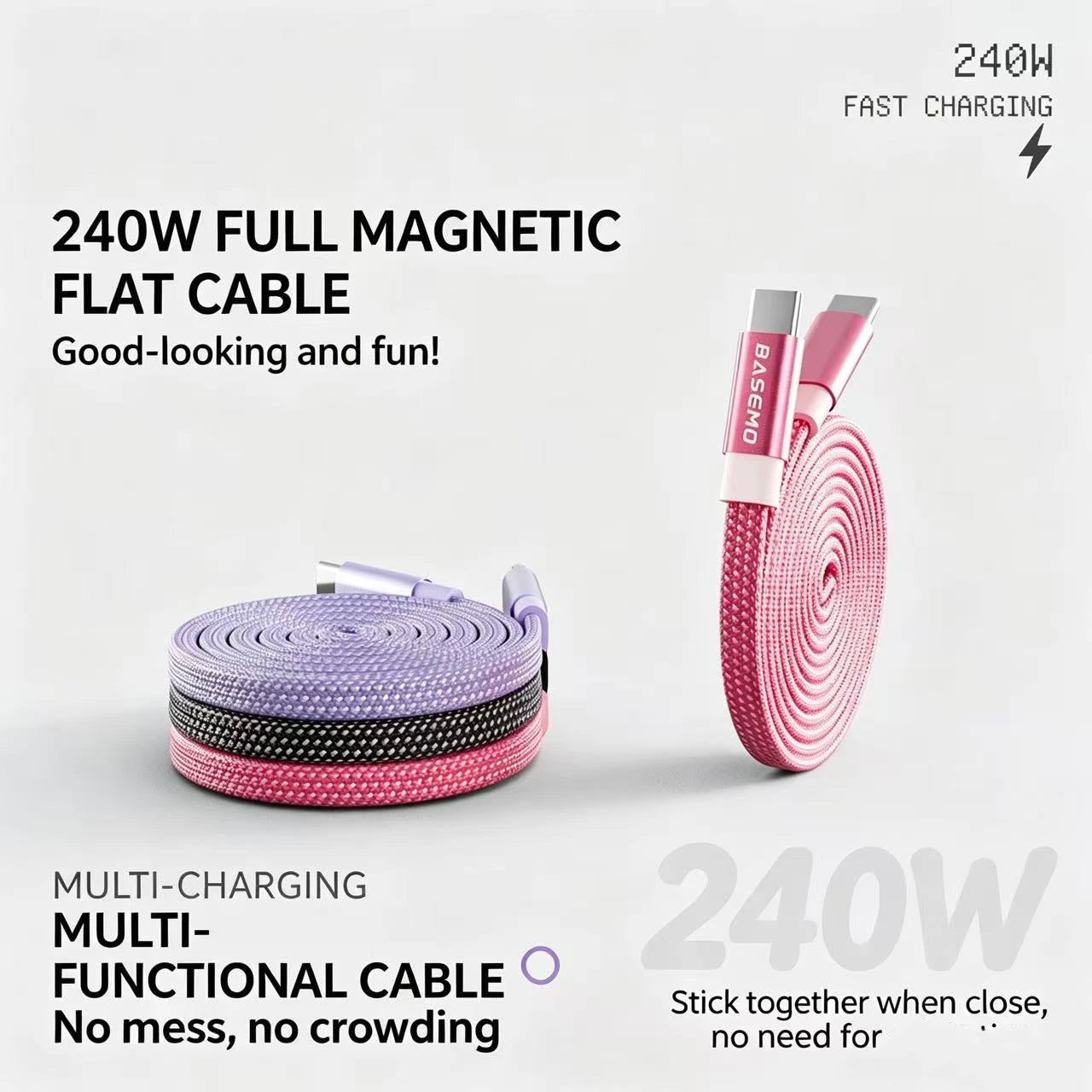 Magnetic 240W Fast Charger Cable USB C To C for Phone
