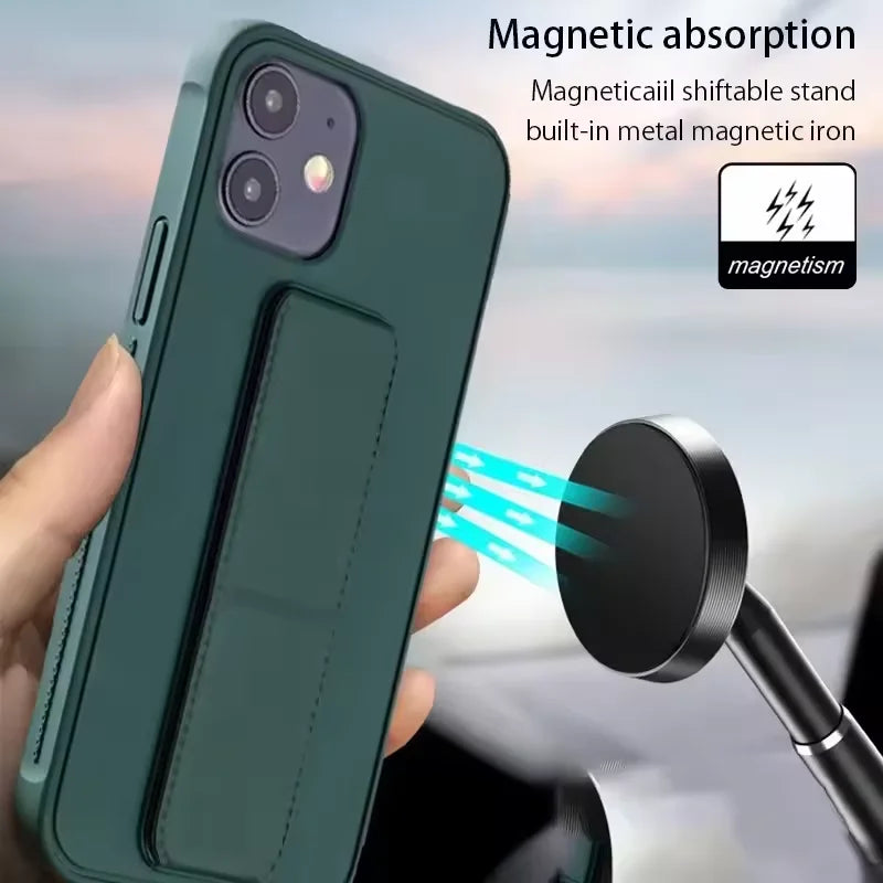 Wrist Strap Foldable Holder Phone Case for IPhone 16 15 14 6 7 8 Plus 13 12 11 Pro XS Max X XR SE Drop Resistant Hard PC Cover