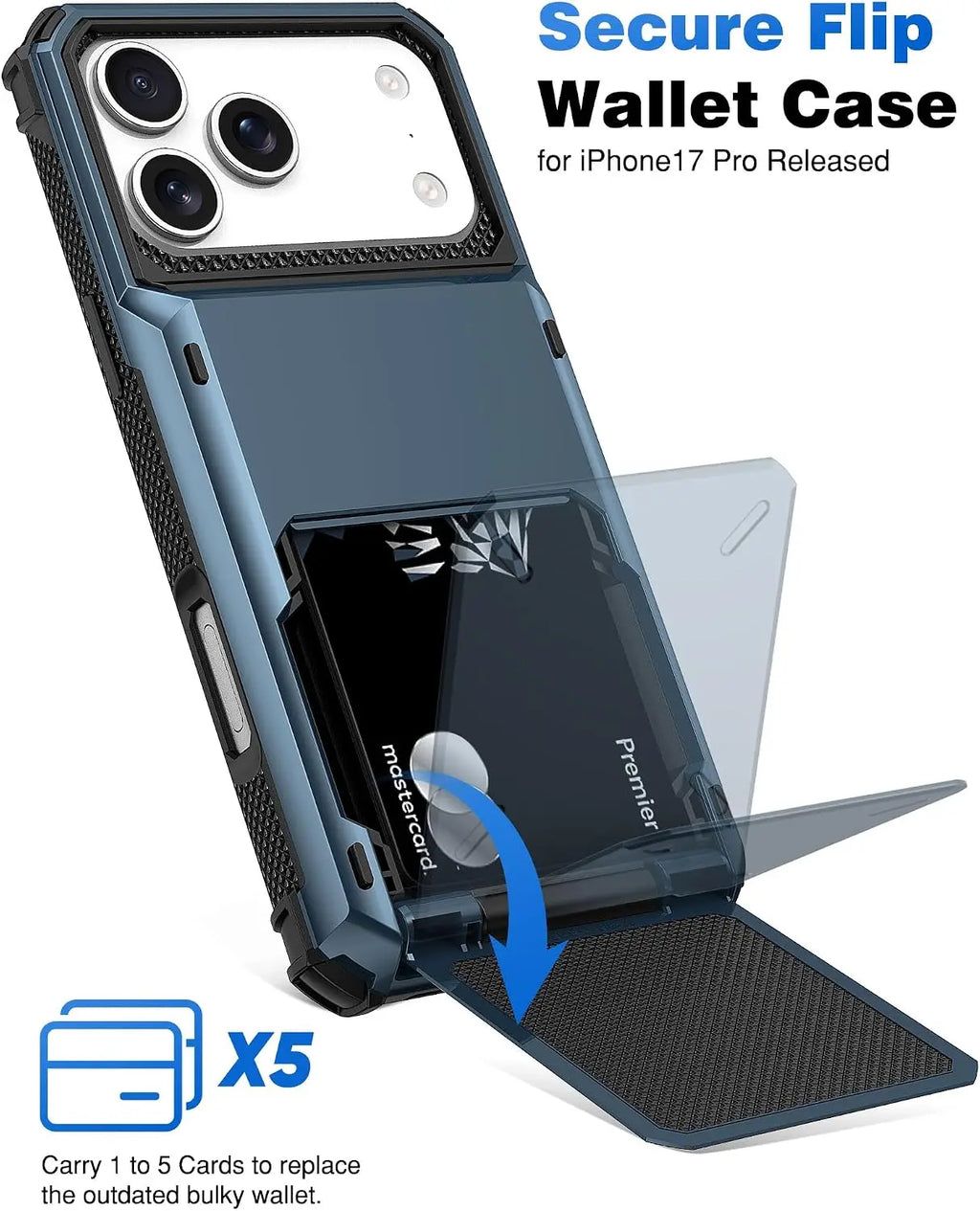 Case For iPhone 18 Pro Max 18 Pro 17 Pro Max 17 Pro Card Holder Heavy Duty Wallet Hidden Flip Slot Protective Hard Back Cover