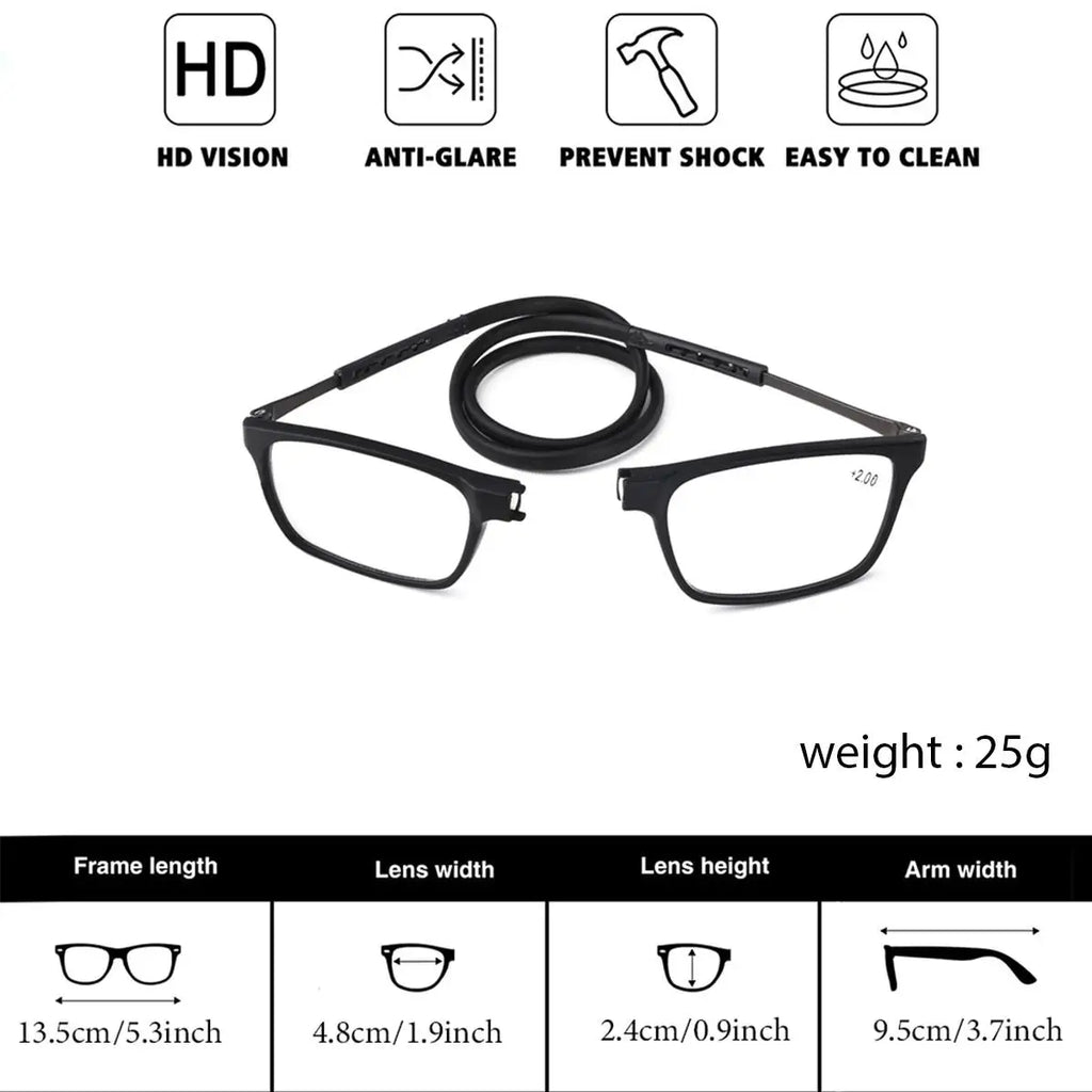 Portable Folding Reading Glasses High Definition Resin Fashion Presbyopic Eyeglasses Neck Reading Glasses Reading Glasses Men