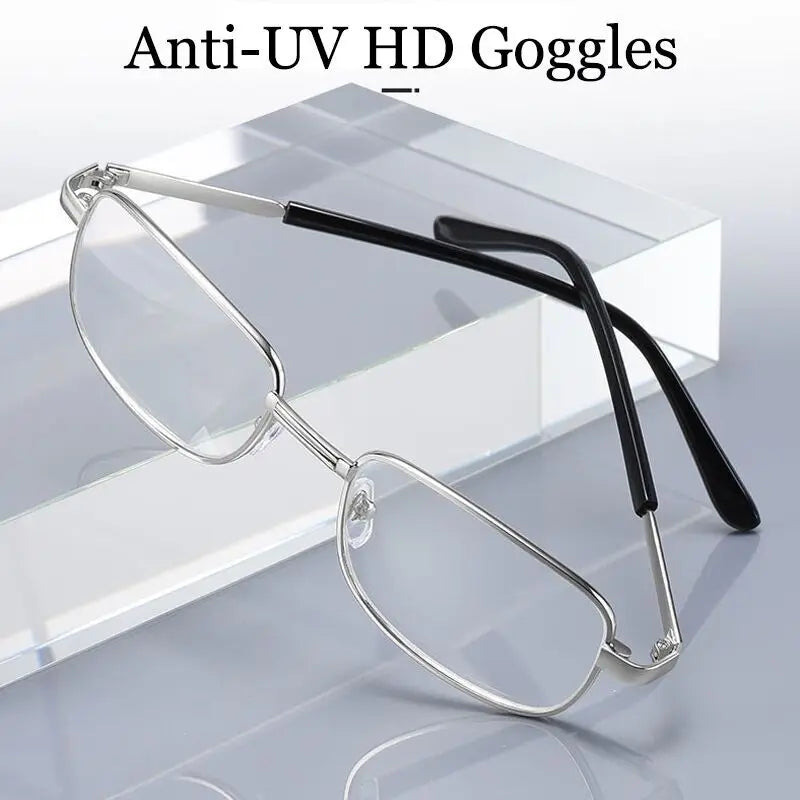 100 % Crystal Glass Lens Reading Glasses Men Anti-blue Light Presbyopia Magnifying Anti-Scratch Eyewear Diopter 1.0-4.0 Silver