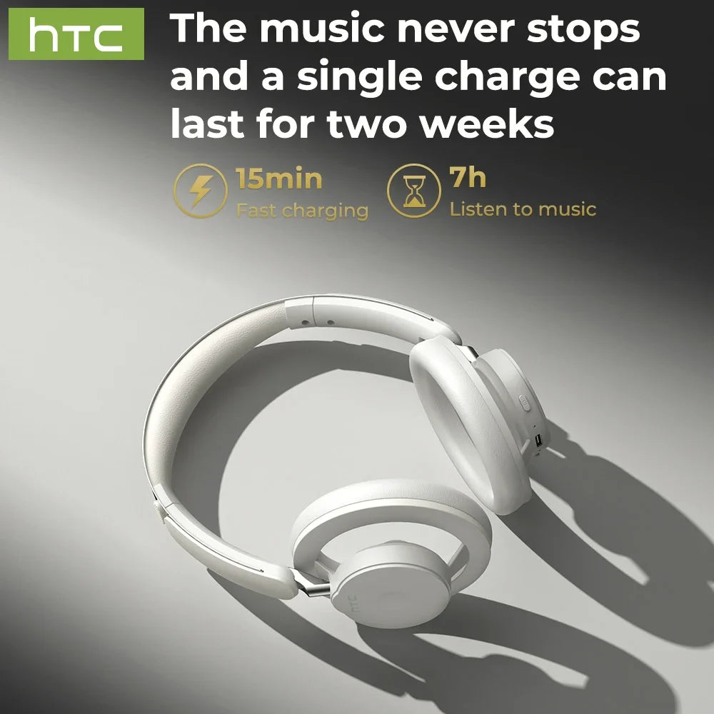 HTC HP06 Bluetooth V6.0 Wireless Open-Ear Headphones Foldable Punchy Bass Headset for PC Laptop Phone TV Lightweight Hollow Airy