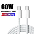 Official 60W Fast Charging USB C Cable For iPhone 16 15 17 Pro Max 17 Air 16 Plus Weaving Type-C Date Cable Charger Accessories