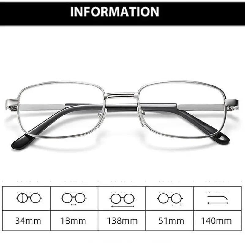 100 % Crystal Glass Lens Reading Glasses Men Anti-blue Light Presbyopia Magnifying Anti-Scratch Eyewear Diopter 1.0-4.0 Silver