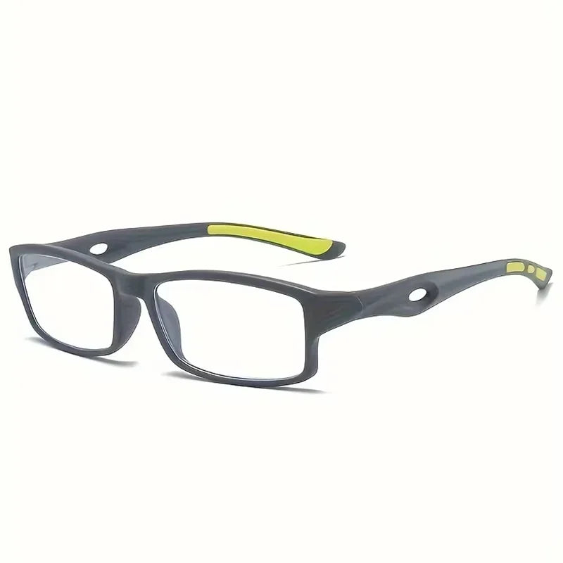 3/5PCS Sport Style Non-Prescription Reading Glasses Anti-Blue Light Rectangular Full Rim Eyewear, PC Frame Material