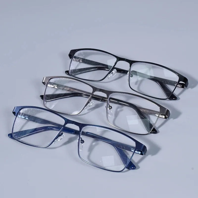 +0.75 1.25 1.5 1.75 2.0 2.25 2.75 Anti Blue Mens Glasses Men Square Metal Large Frame Reading Presbyopia Glasses Gafas Lectura