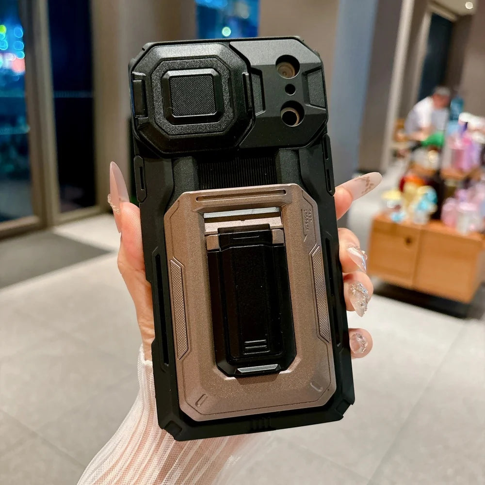 Phone Case For iPhone 17 16 15 14 13 Pro Max Plus Heavy Duty Protection With Sliding Camera Cover And Card Clip Cover Shockproof