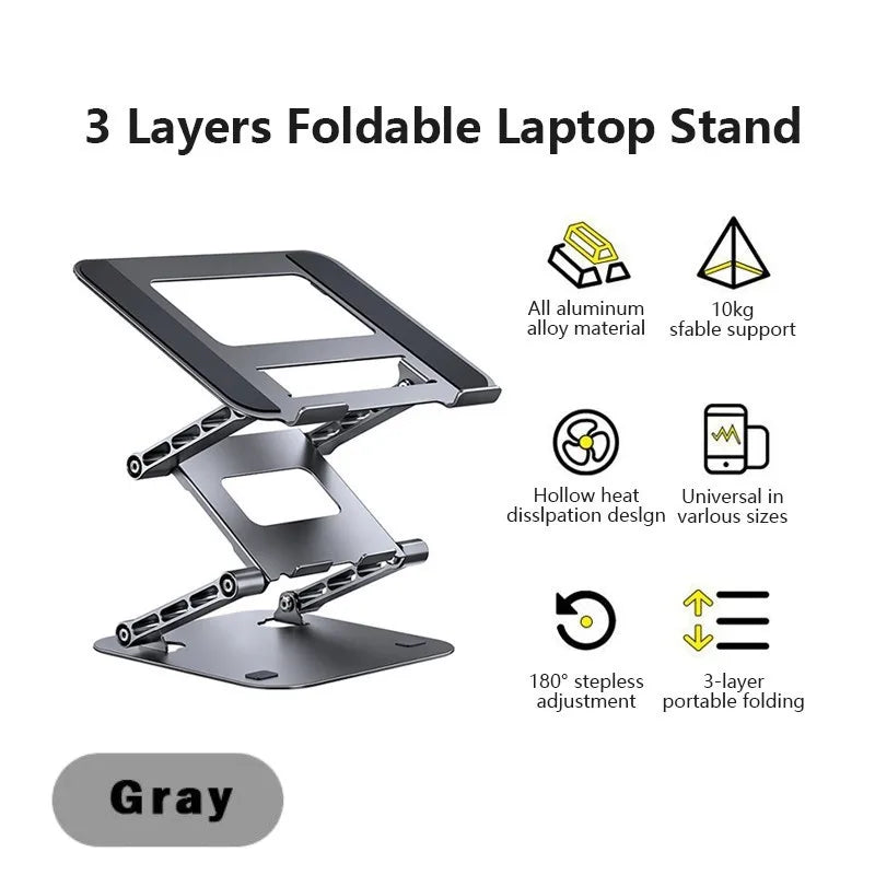 New Foldable Laptop Stand 3 Layer Adjustable Height Metal Notebook Stand Tablet Stand for Laptops/tablets/mobile Phones