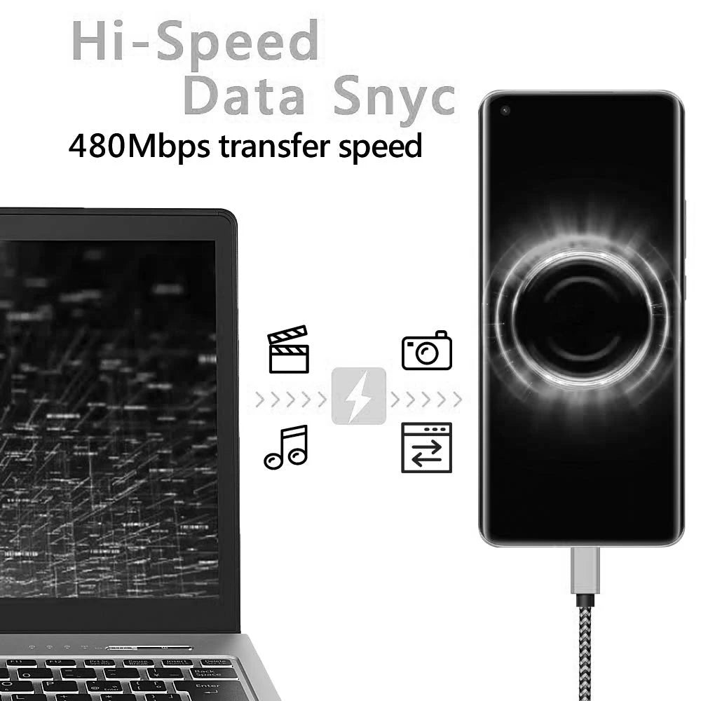 3M USB A To Type C Cable Date Sync Line 3A Mobile Phone Fast Charger Cable Braided Wire Charger Cable For Xiaomi Huawei Android