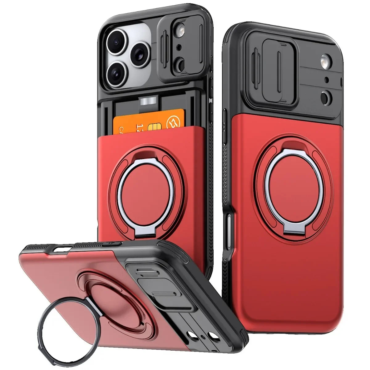 Heavy Duty Wallet Case for IPhone 18 17 16 15 14 13 12 Pro Max 17E 16E Shockproof Armor & Card Stand Holder Cover