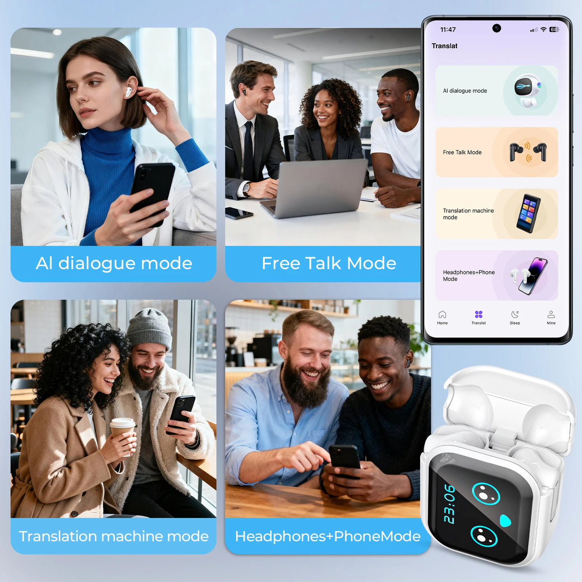 HTC NE20 Original Wireless Bluetooth Earphone In Ear AI Translate Earbud LED  Touchscreen HIFI Sound Noise Reduction Headset