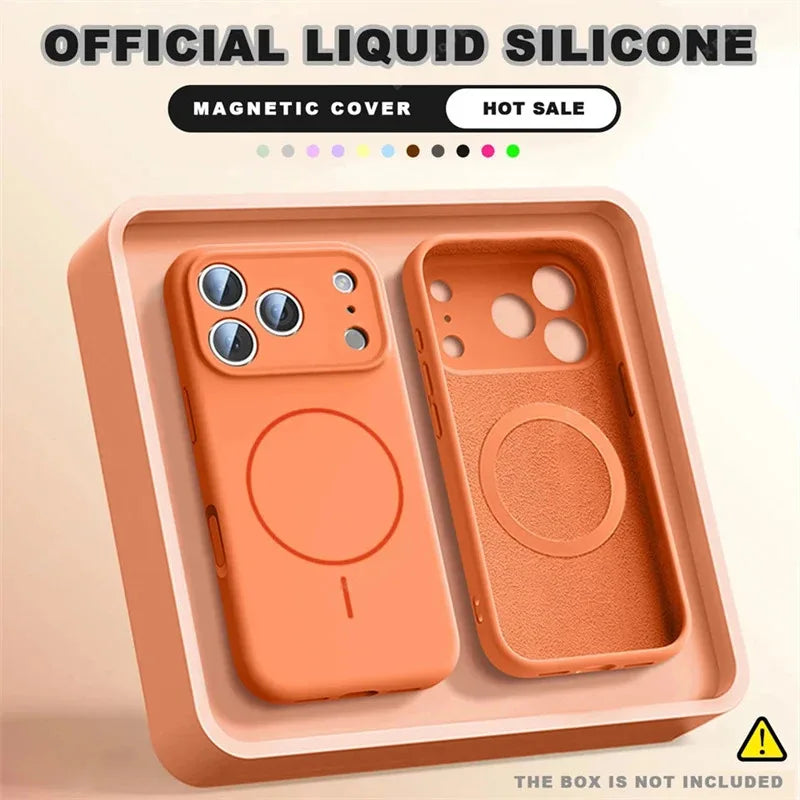 For Magsafe Liquid Silicone Phone Cases For iPhone 17 16 15 14 13 12 Pro Max 16 Plus Air Case Magnetic Wireless Charging Cover