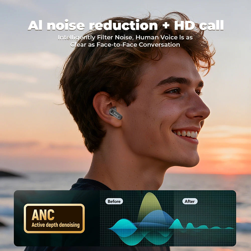 HTC NE20 Original Wireless Bluetooth Earphone In Ear AI Translate Earbud LED  Touchscreen HIFI Sound Noise Reduction Headset