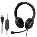 USB Headset with Mic Mute for PC 3.5mm Business Headphones with Rotatable Microphone Noise Cancelling