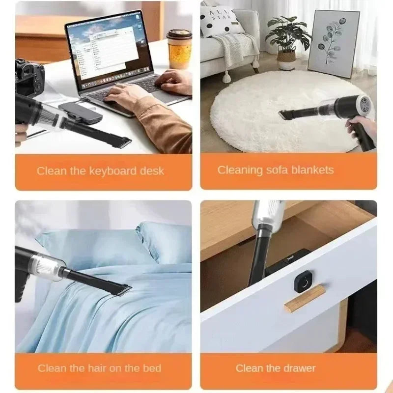2900000 PA Car Vacuum Cleaner Powerful 4 In1 Clean Machine USB Rechargeable Wireless Blowing Suction Portable Vacuum Cleaner