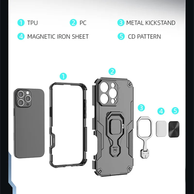 Heavy Armor Case For Honor 600 Magnetic Suction Stand Phone Holder Back Cover Honor 600 Pro Case For Honor 600 Case 6.57 inch