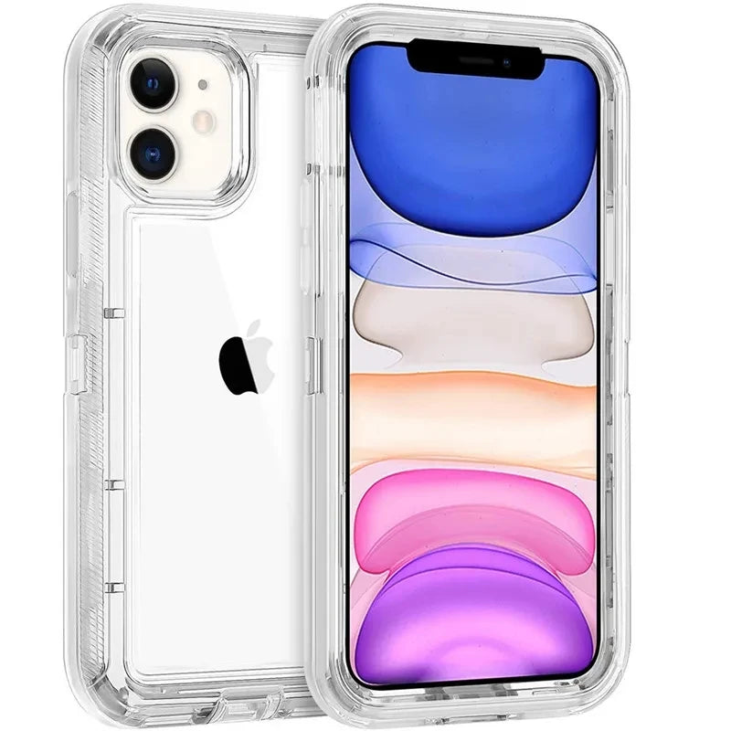Case For iPhone 16 15 14 13 12 11 Pro Max Plus Xs Xr 8 7 Full 3 in 1 Shockproof Heavy Duty Anti-Scratch Rugged Clear Cover Funda