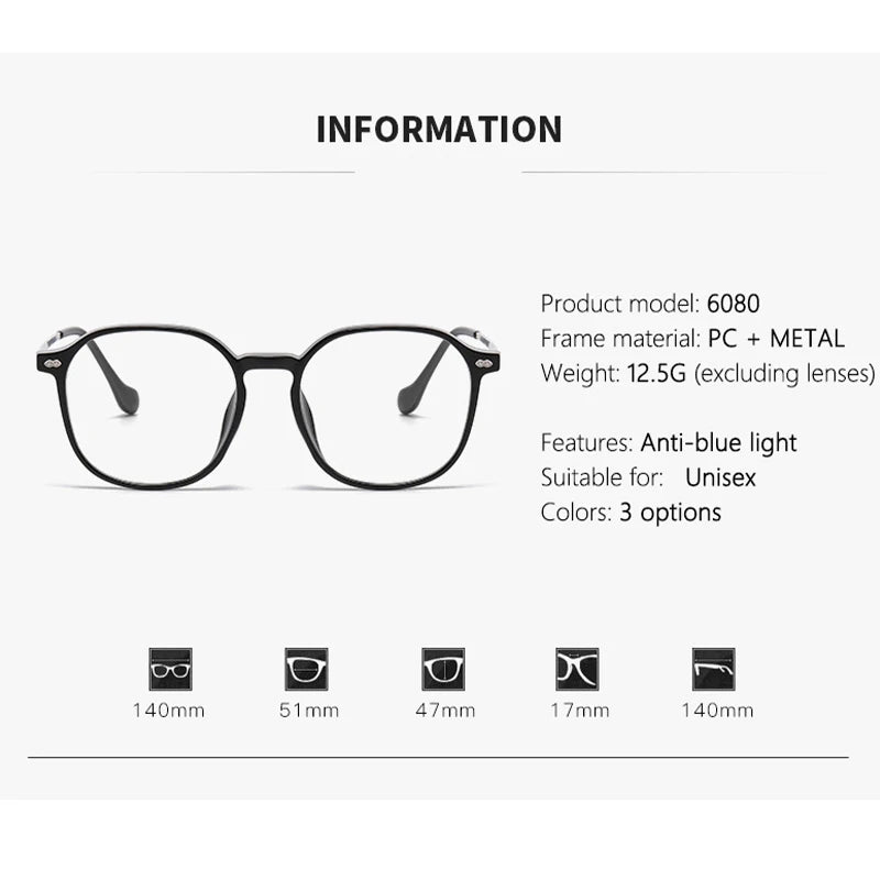 Anti-blue Light Glasses Reading Glasses Trendy Women's Large Frame Glasses Frame Fashionable Reading Glasses 6080
