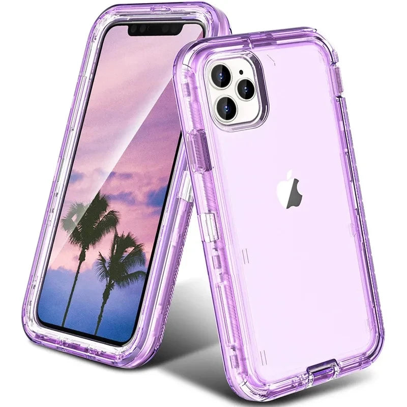 Case For iPhone 16 15 14 13 12 11 Pro Max Plus Xs Xr 8 7 Full 3 in 1 Shockproof Heavy Duty Anti-Scratch Rugged Clear Cover Funda