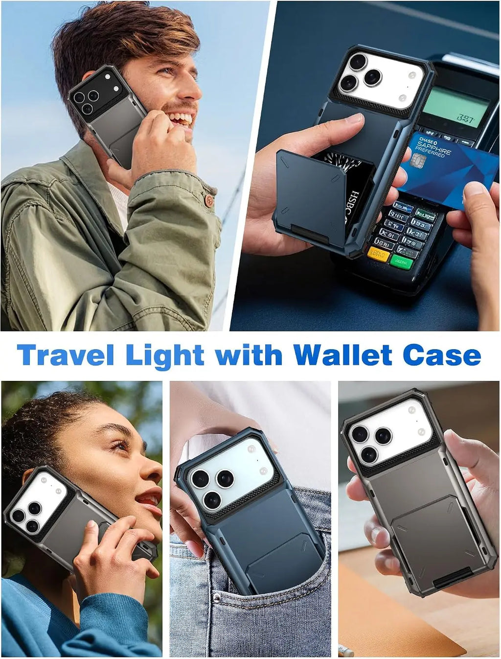 Case For iPhone 18 Pro Max 18 Pro 17 Pro Max 17 Pro Card Holder Heavy Duty Wallet Hidden Flip Slot Protective Hard Back Cover